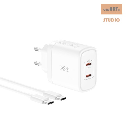 XO ŁAD SIEC CE08 PD 50W 2xUSB-C BIAŁA + KABEL TYPE-C