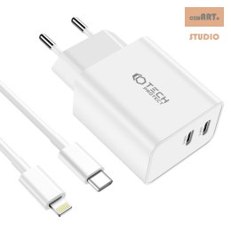 TECH-PROTECT ładowarka sieciowa C35W 2xUSB-C + KABEL LIGHTNING WHITE