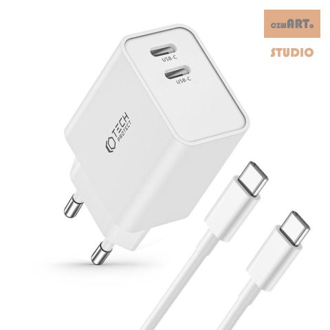 TECH-PROTECT ładowarka sieciowa C35W 2xUSB-C + KABEL USB-C WHITE