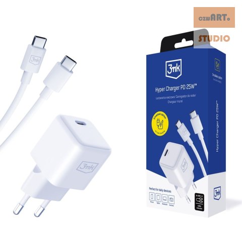 3MK ŁAD SIEC HYPER CHARGER 25W PD Z KABLEM UBS-C/USB-C