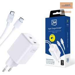 3MK ŁAD SIEC HYPER CHARGER 45W PD+USB Z KABLEM UBS-C/USB-C BIAŁA