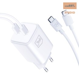 3MK ŁAD SIEC HYPER CHARGER 45W PD+USB Z KABLEM UBS-C/USB-C BIAŁA