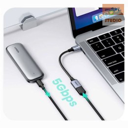 Kabel USB C męski - USB żeński 3.0 OTG 0.15m Ugreen US378 - czarny