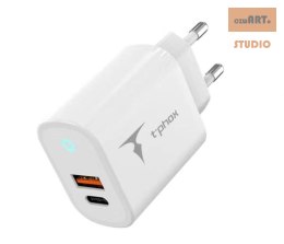 Ładowarka sieciowa T-PHOX GLORY 45W USB/USB-C WHITE