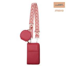 Boho torebka / saszetka na telefon + portmonetka, (18*11*4.5) RED/CZERWONY