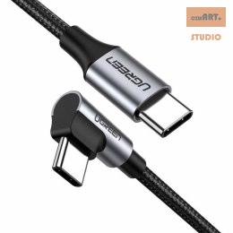 Kabel Ugreen US255 50123 USB-C prosty USB-Ckątowy PD QC 60W 3A 1m szary