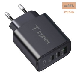 ŁAD SIEC T-PHOX FLEXI 40W 2xUSB-C/USB BLACK