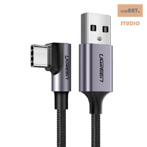 Ugreen kabel US284 50941 USB-A prosty / USB-C kątowy 3A 1m - szary