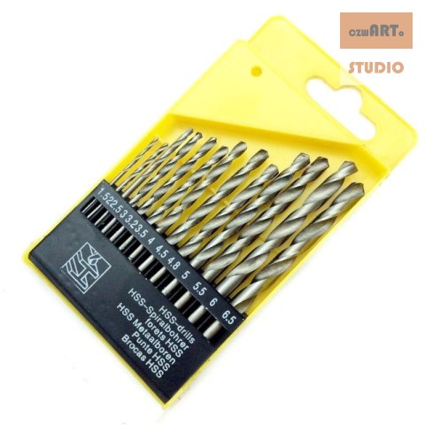 WIERTŁA DO METALU 1.5-6.5mm HSS 13szt BIAŁE WIERTŁA DO METALU 1.5-6.5mm HSS 13szt BIAŁE