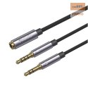 Yesido Kabel Audio YAU29 3.5mm Aux Female - 2x 3.5mm Aux Male , 30cm, BLACK / CZARNY