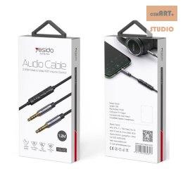 Yesido Kabel Audio YAU30 (Volume Control) 3.5mm Aux Male - 3.5mm Aux Male , 1.2m, BLACK / CZARNY