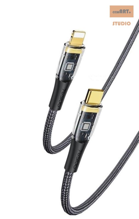 Yesido Kabel CA101 PD 20W Type-C/Lightning 1.2m PVC 3A, BLACK / CZARNY