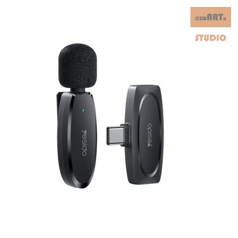 Yesido Mikrofon MEMS na Klipsie KR11 Type-C, Wireless 2.4GHz, BLACK / CZARNY