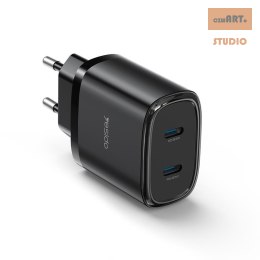 Yesido ładowarka sieciowa YC54 PD 20W QC 2xUSB-C + Kabel 27W Type-C - Lightning 1m, BLACK / CZARNY