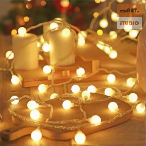 Girlanda 10m (80 lampek LED) USB Kulki, WARM WHITE / CIEPŁY BIAŁY Girlanda 10m (80 lampek LED) USB Kulki, WARM WHITE / CIEPŁY BIAŁY