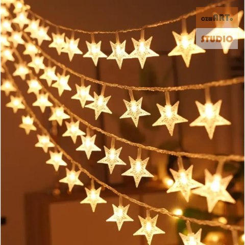 Girlanda 6m (40 lampek LED) USB Gwiazdki, WARM WHITE / CIEPŁY BIAŁY Girlanda 6m (40 lampek LED) USB Gwiazdki, WARM WHITE / CIEPŁY BIAŁY