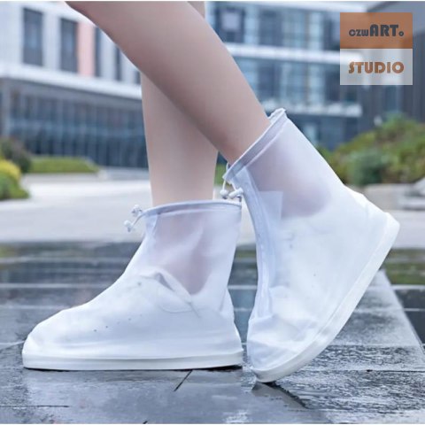 PRZECIWDESZCZOWE NAKŁADKI NA BUTY XL (41-42) NA SUWAK, WHITE / BIAŁY PRZECIWDESZCZOWE NAKŁADKI NA BUTY XL (41-42) NA SUWAK, WHITE / BIAŁY