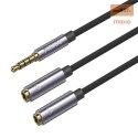 Yesido Kabel Audio YAU27 3.5mm Aux Male - 2x 3.5mm Aux Female , 30cm, BLACK / CZARNY