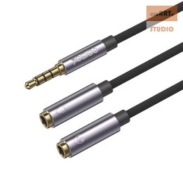 Yesido Kabel Audio YAU28 3.5mm Aux Male - 2x 3.5mm Aux Female , 30cm, BLACK / CZARNY