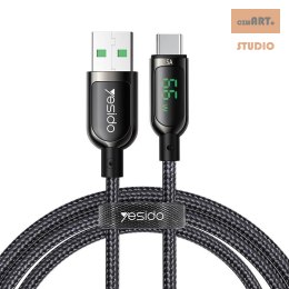 Yesido Kabel CA85 LED 60W USB-Type-C 1.2m 5A, BLACK / CZARNY