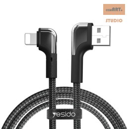 Yesido Kątowy Kabel CA81 12W USB-Lightning 2m 2.4A, BLACK / CZARNY