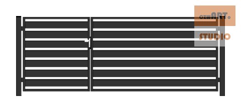 Bramofurtka asymetryczna PRO typ WALL 140 - malowana proszkowo - 1,5 / 2,5 m x 1,5 m