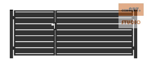 Bramofurtka asymetryczna PRO typ WALL 200 - malowana proszkowo - 1,5 / 2,5 m x 1,5 m