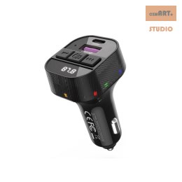 XO transmiter BCC17 FM ładowarka samochodowa 30W Bluetooth czarny + kabel USB-C/USB-C