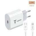 ŁAD SIEC T-PHOX ISPEED 20W + KABEL USB-C/LIGHTNING WHITE