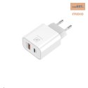 ŁAD. SIECIOWA MX ALFA 20W PD+QC, USB-A+C + KABEL C/C 20W PD, WHITE/BIAŁY