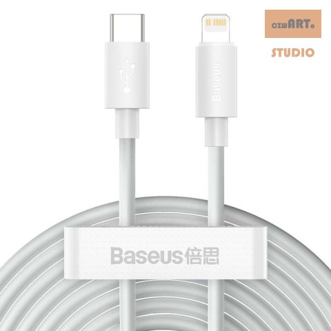 KABEL BASEUS SIMPLE WISDOM CABLE KIT PD USBC-LIGHTNING 20W (2PCS/SET) 1.5M WHITE