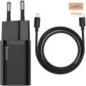 ŁAD SIEC BASEUS SUPER SI QC USB-C 20W + KABEL SIMPLE TYPE-C TO LIGHTNING 1M BL