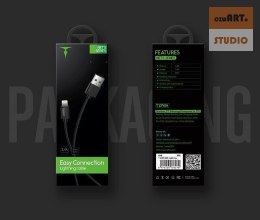 KABEL T-PHOX NETS MICRO USB BLACK 30 CM 2.4A ; PVC ; 0,3M
