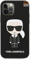 KARL LAGERFELD IPHONE 12/12 PRO SILICONE ICONIC KLHCP12MSLFKBK CZARNY/BLACK