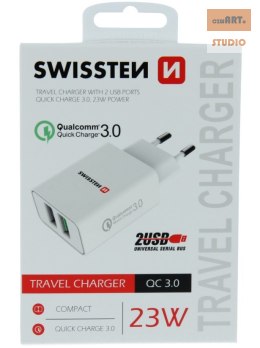 ŁAD SIEC SWISSTEN 23W QC 3.0 2x USB WHITE