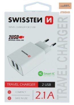 ŁAD SIEC SWISSTEN SMART IC 2,1A WHITE 2X USB